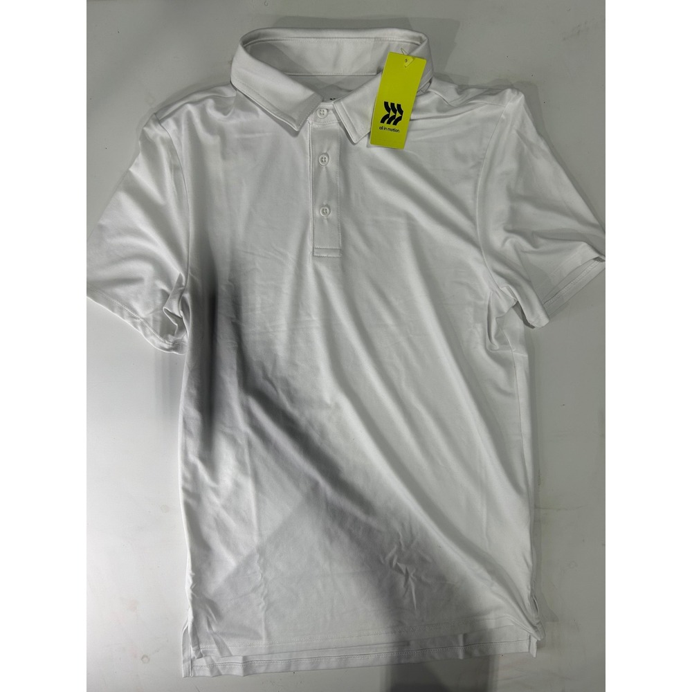 All in Motion Mens Performance Golf Polo Shirt White XS Short Sleeve NWT